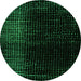 Round Machine Washable Abstract Green Modern Area Rugs, wshabs4406grn