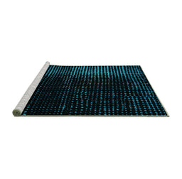 Sideview of Machine Washable Abstract Turquoise Modern Area Rugs, wshabs4406turq