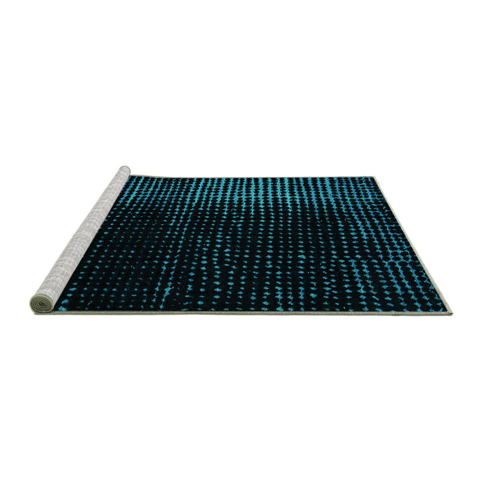 Sideview of Machine Washable Abstract Turquoise Modern Area Rugs, wshabs4406turq