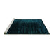 Sideview of Machine Washable Abstract Turquoise Modern Area Rugs, wshabs4406turq