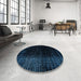 Round Machine Washable Abstract Black Rug in a Office, wshabs4406