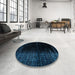 Round Machine Washable Abstract Black Rug in a Office, wshabs4407