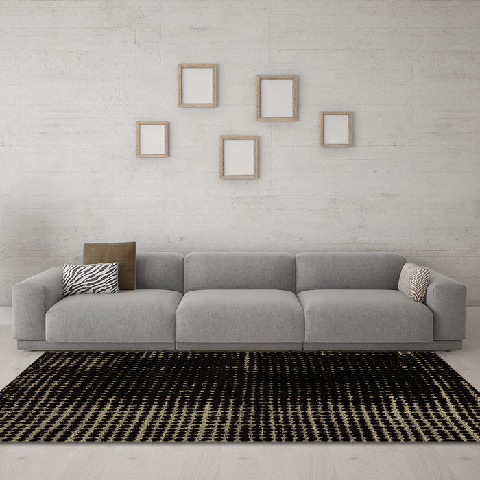 Machine Washable Abstract Brown Modern Rug in a Living Room,, wshabs4407brn