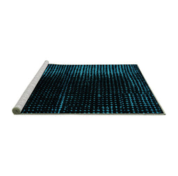 Sideview of Machine Washable Abstract Turquoise Modern Area Rugs, wshabs4407turq