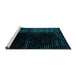 Sideview of Machine Washable Abstract Turquoise Modern Area Rugs, wshabs4407turq