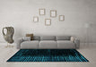 Machine Washable Abstract Turquoise Modern Area Rugs in a Living Room,, wshabs4407turq