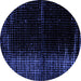 Round Abstract Blue Modern Rug, abs4407blu