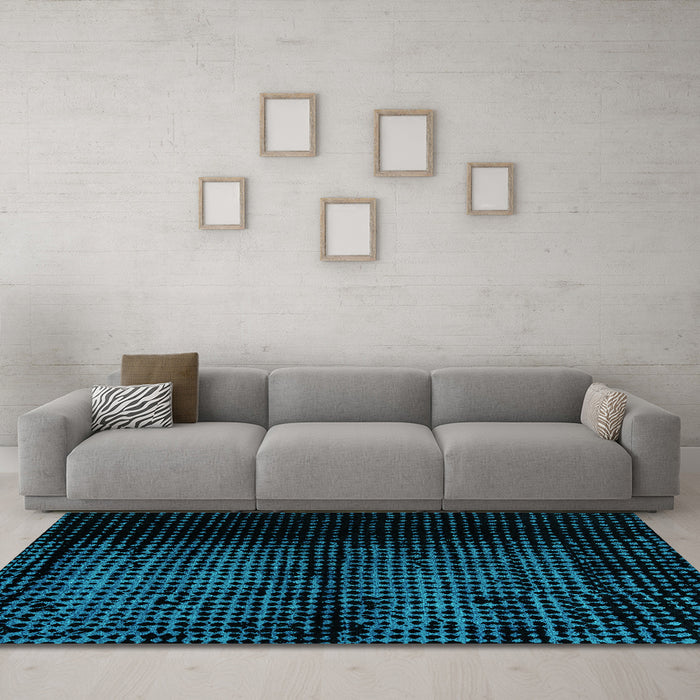 Machine Washable Abstract Turquoise Modern Area Rugs in a Living Room,, wshabs4408turq