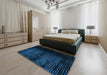 Abstract Blue Modern Rug in a Bedroom, abs4408