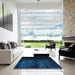 Square Machine Washable Abstract Blue Rug in a Living Room, wshabs4408