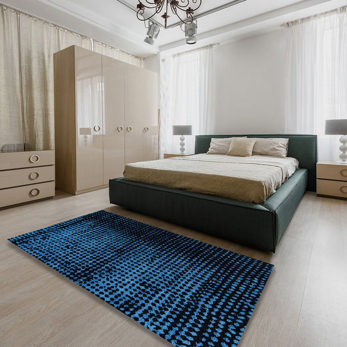 Machine Washable Abstract Blue Rug in a Bedroom, wshabs4408