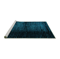 Sideview of Machine Washable Abstract Turquoise Modern Area Rugs, wshabs4408turq