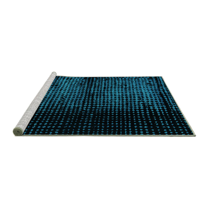 Sideview of Machine Washable Abstract Turquoise Modern Area Rugs, wshabs4408turq