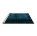 Sideview of Machine Washable Abstract Turquoise Modern Area Rugs, wshabs4408turq