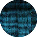 Round Abstract Turquoise Modern Rug, abs4408turq