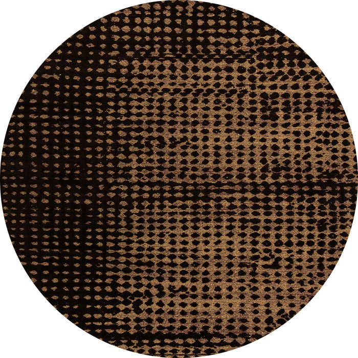 Round Machine Washable Abstract Orange Modern Area Rugs, wshabs4408org