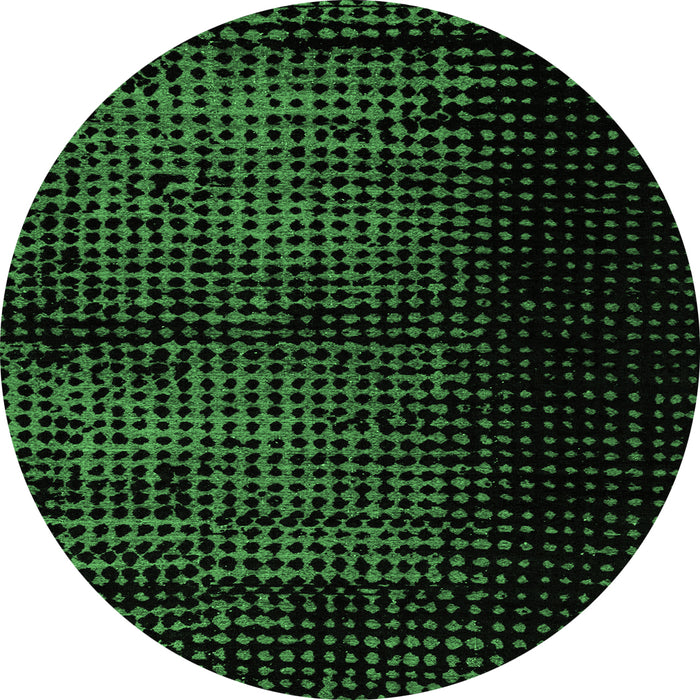 Round Abstract Emerald Green Modern Rug, abs4408emgrn