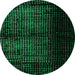 Round Abstract Green Modern Rug, abs4408grn