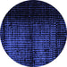 Round Machine Washable Abstract Blue Modern Rug, wshabs4408blu