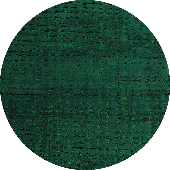 Round Machine Washable Oriental Green Modern Area Rugs, wshabs4409grn