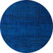 Round Abstract Blue Orchid Blue Oriental Rug, abs4409