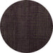 Round Machine Washable Oriental Brown Modern Rug, wshabs4409brn