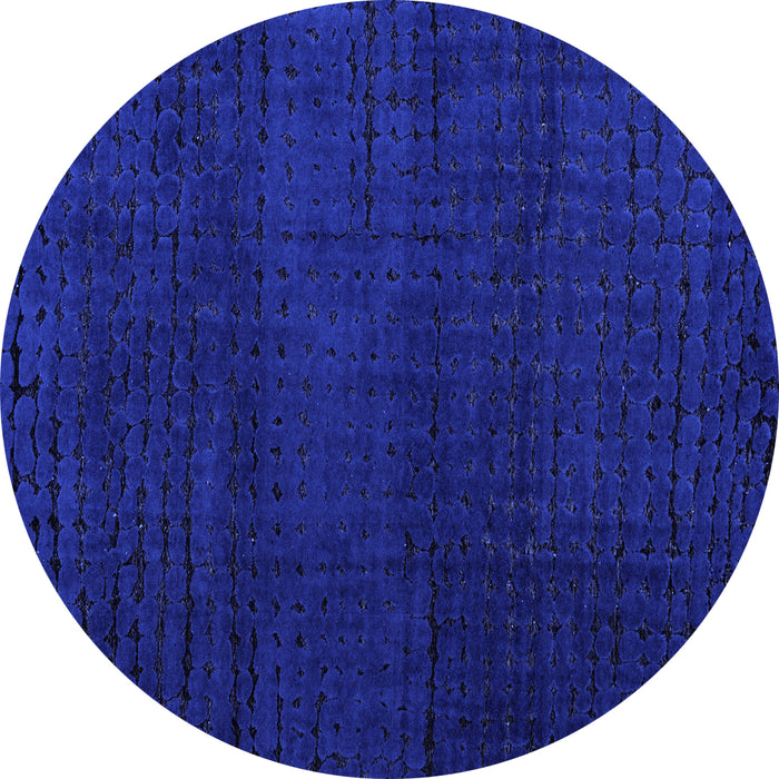 Round Machine Washable Oriental Blue Modern Rug, wshabs4409blu