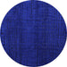 Round Machine Washable Oriental Blue Modern Rug, wshabs4409blu