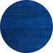 Round Oriental Light Blue Modern Rug, abs4409lblu