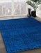 Abstract Blue Orchid Blue Oriental Rug in Family Room, abs4409