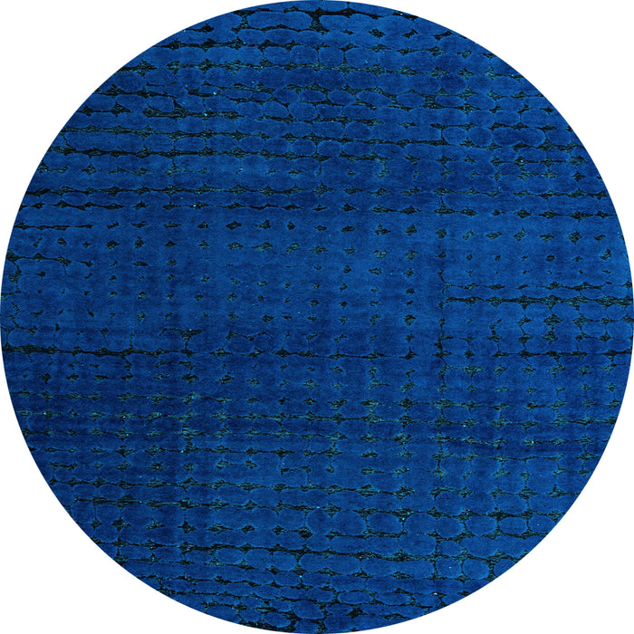 Round Machine Washable Oriental Light Blue Modern Rug, wshabs4409lblu