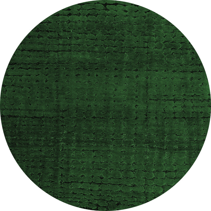 Round Machine Washable Oriental Emerald Green Modern Area Rugs, wshabs4409emgrn