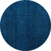 Round Machine Washable Oriental Turquoise Modern Area Rugs, wshabs4409turq