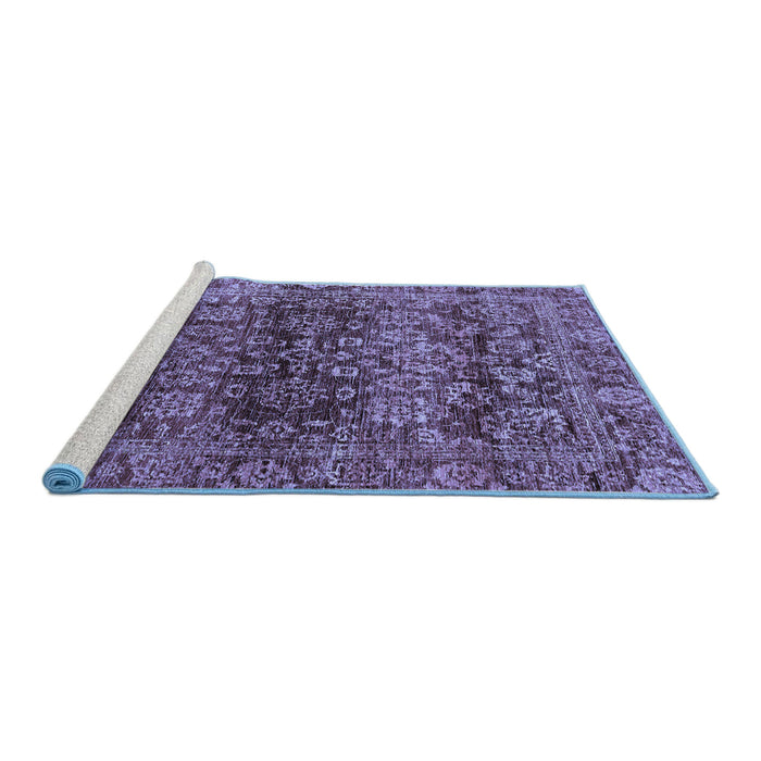 Sideview of Machine Washable Oriental Blue Traditional Rug, wshabs440blu