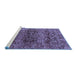 Sideview of Machine Washable Oriental Blue Traditional Rug, wshabs440blu