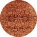 Round Abstract Red Oriental Rug, abs440