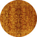 Round Oriental Yellow Traditional Rug, abs440yw