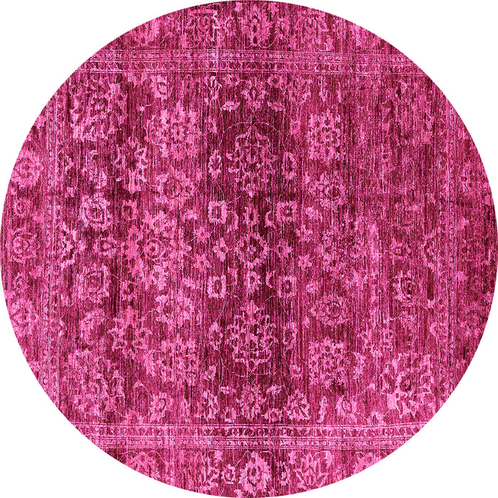 Round Oriental Pink Traditional Rug, abs440pnk