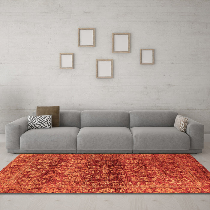 Machine Washable Oriental Orange Traditional Area Rugs in a Living Room, wshabs440org