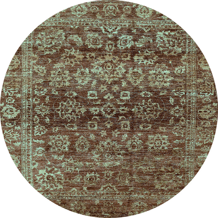 Round Oriental Light Blue Traditional Rug, abs440lblu