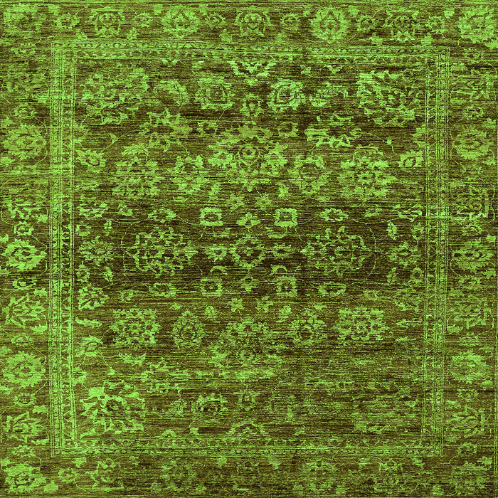 Square Machine Washable Oriental Green Traditional Area Rugs, wshabs440grn