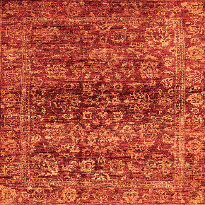Square Oriental Orange Traditional Rug, abs440org