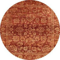 Round Machine Washable Abstract Red Rug, wshabs440