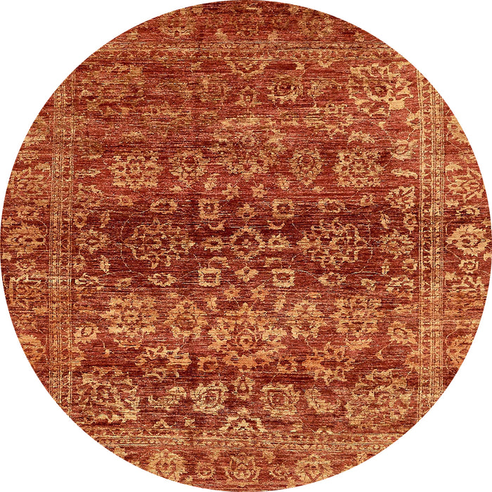 Round Machine Washable Abstract Red Rug, wshabs440