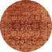 Round Machine Washable Abstract Red Rug, wshabs440