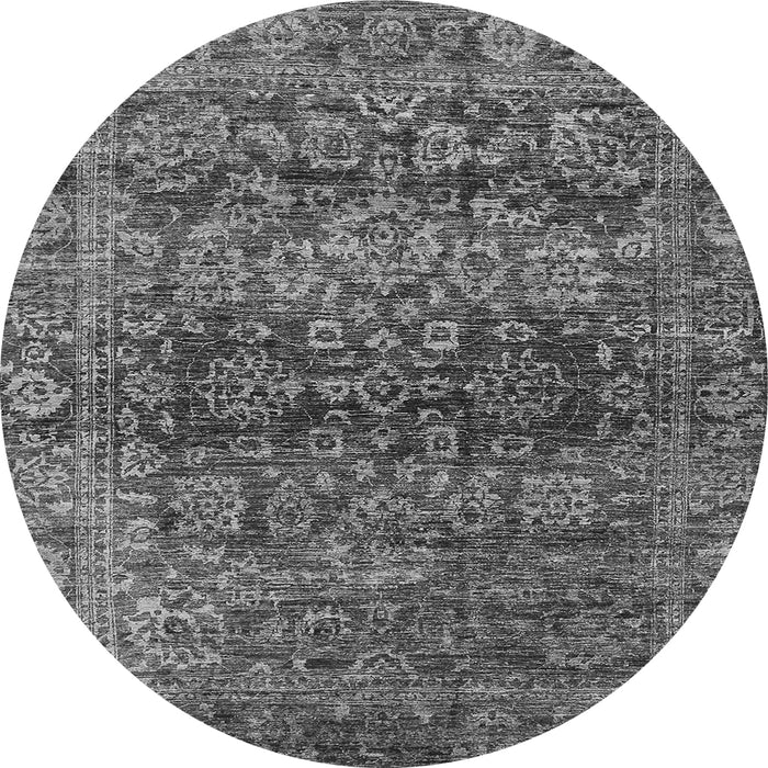 Round Oriental Gray Traditional Rug, abs440gry