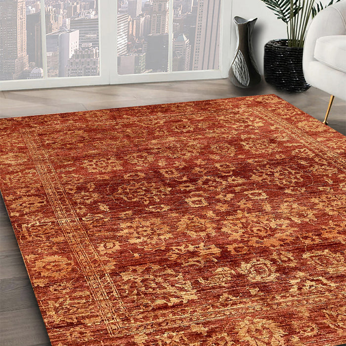 Abstract Red Oriental Rug in Family Room, abs440