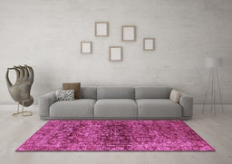 Machine Washable Oriental Purple Traditional Area Rugs in a Living Room, wshabs440pur