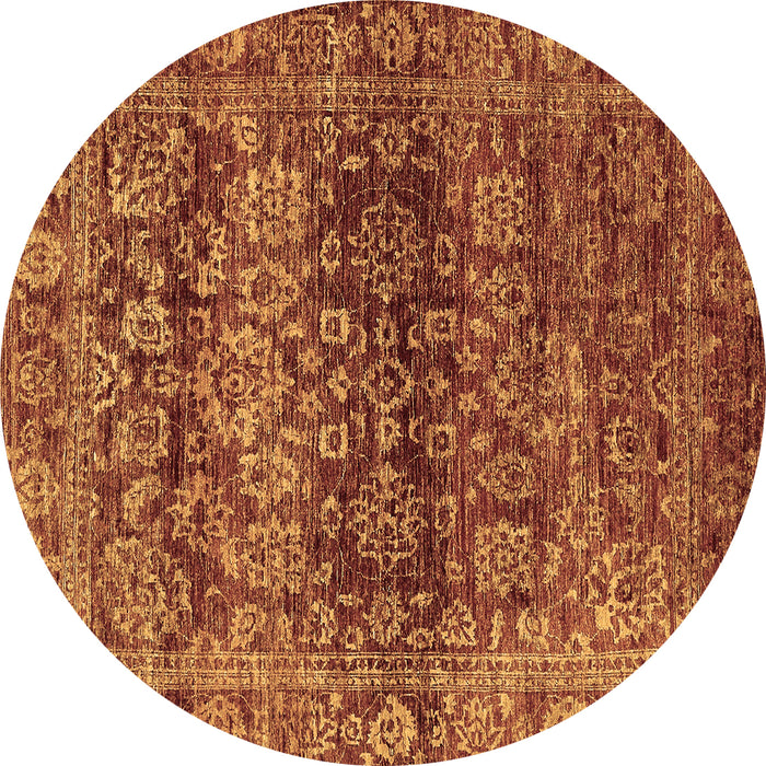 Round Machine Washable Oriental Brown Traditional Rug, wshabs440brn
