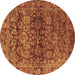 Round Machine Washable Oriental Brown Traditional Rug, wshabs440brn